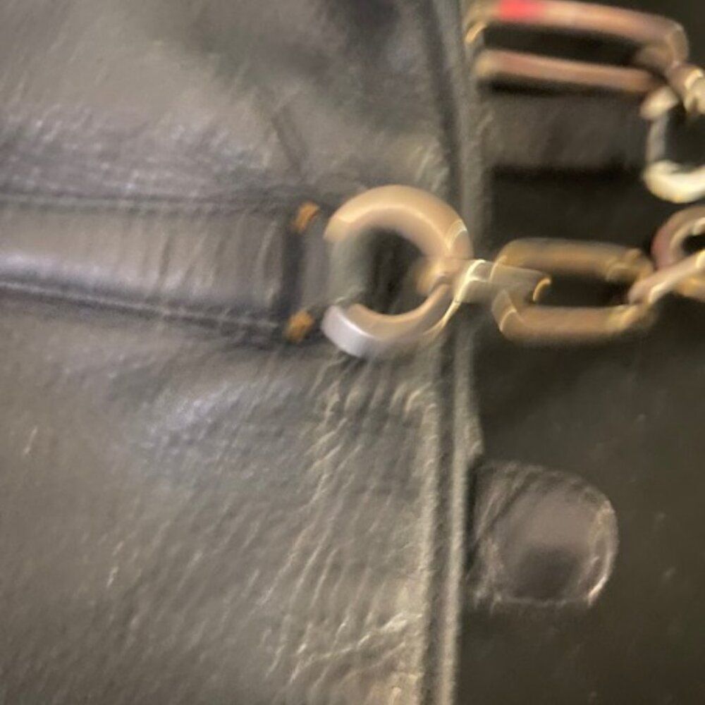 Coach Black Leather Tote with Gold Chain Accents - Picture 13 of 16